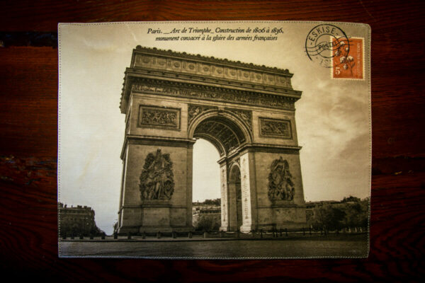 set de table carte postale arc de triomphe eskise verso