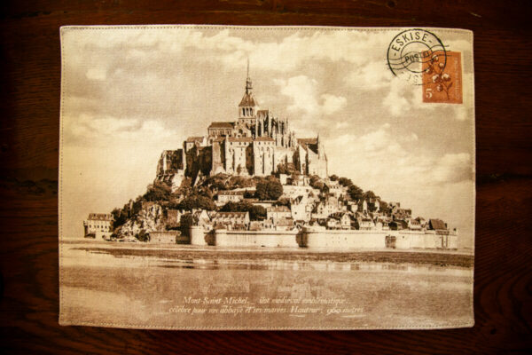 set de table carte postale mont saint michel eskise verso