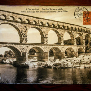 set de table carte postale pont du gard eskise verso