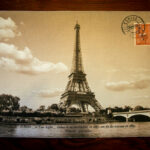 set de table carte postale TOUR EIFFEL eskise verso