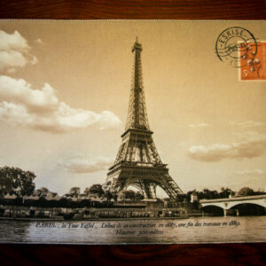 set de table carte postale TOUR EIFFEL eskise verso