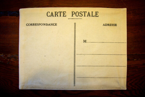 set de table carte postale eskise verso