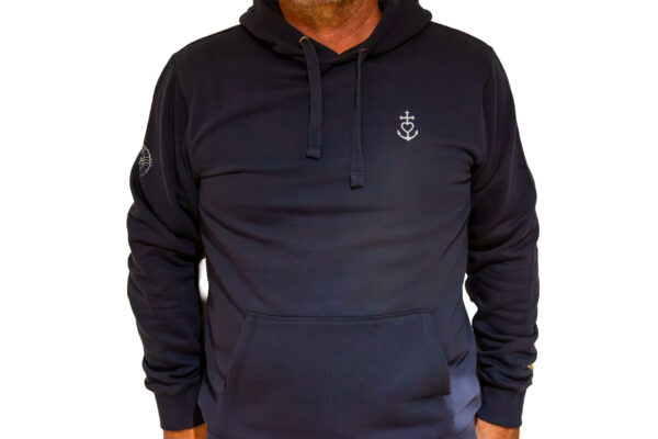 Sweat à capuche homme bleu marine Croix Camarguaise Eskise