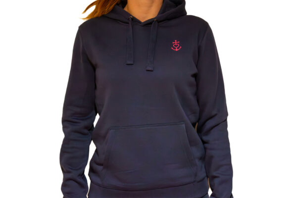 Sweat à capuche femme bleu marine Croix Camarguaise Eskise