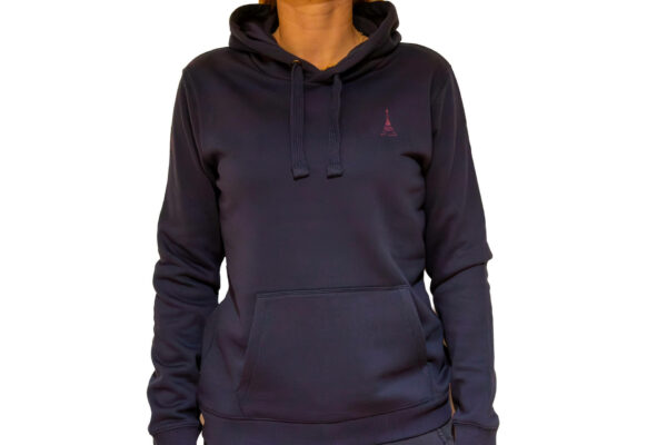 Sweat à capuche femme bleu marine Tour Eiffel Eskise