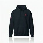 pack shot Sweat à capuche homme bleu marine Croix Camarguaise rose Eskise