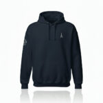 pack shot Sweat à capuche homme bleu marine tour eiffel blanche Eskise